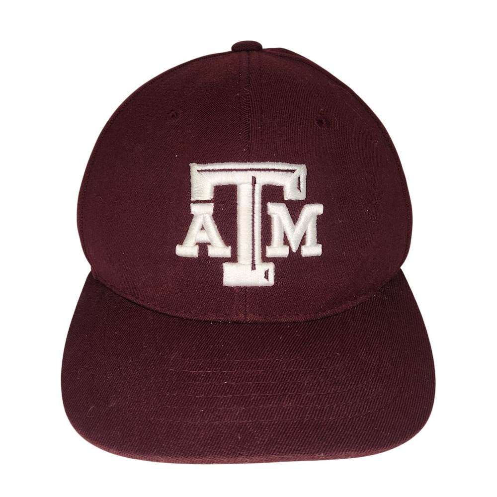 TEXAS A&M AGGIES One-Fit L/XL Fitted Maroon White‎ Hat Cap Top Of The World ZACK